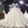 Jancember HTL1590 High Quality Long Sleeve Deep V  Bridal Gowns Wedding Dress